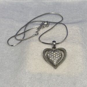 Dazzling Silver Heart Pendant Necklace